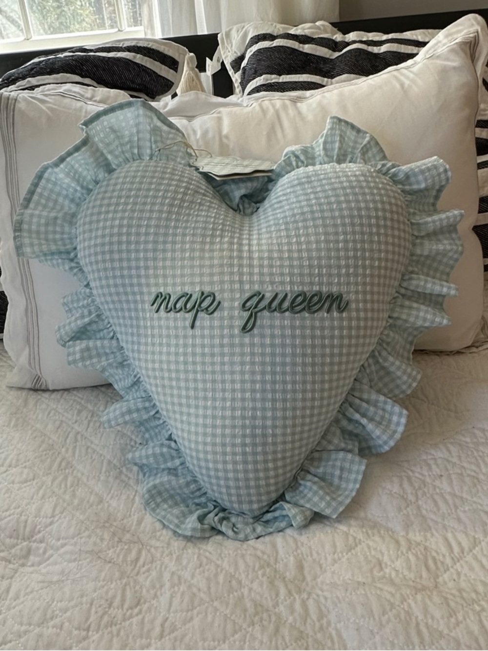 NWT StyleHouse Heart Pillow “Nap Queen” Ruffle Cottagecore Decor